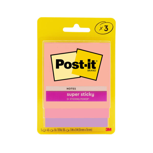 Post-it® Super Sticky Notes 3x3" Flamingo, 3pads/pack - Image 2