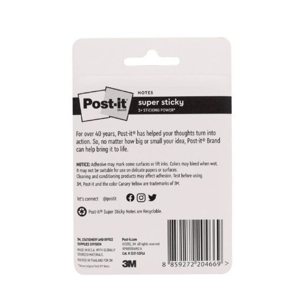 Post-it® Super Sticky Notes 3x3" Flamingo, 3pads/pack - Image 3