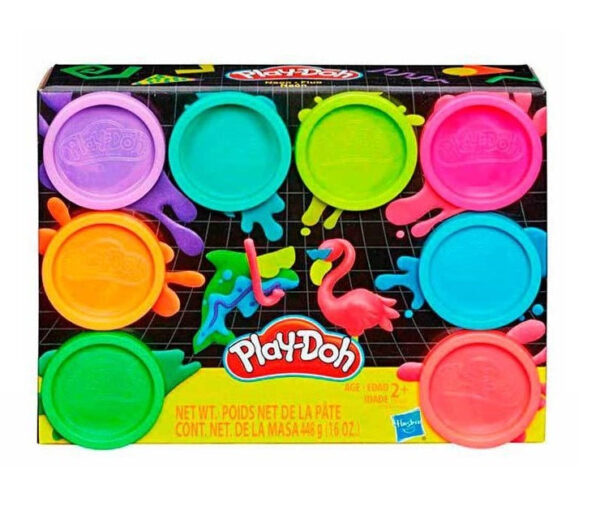 PLAY-DOH 8 Pack Neon/Rainbow Neon Non-Toxic Modeling Compound