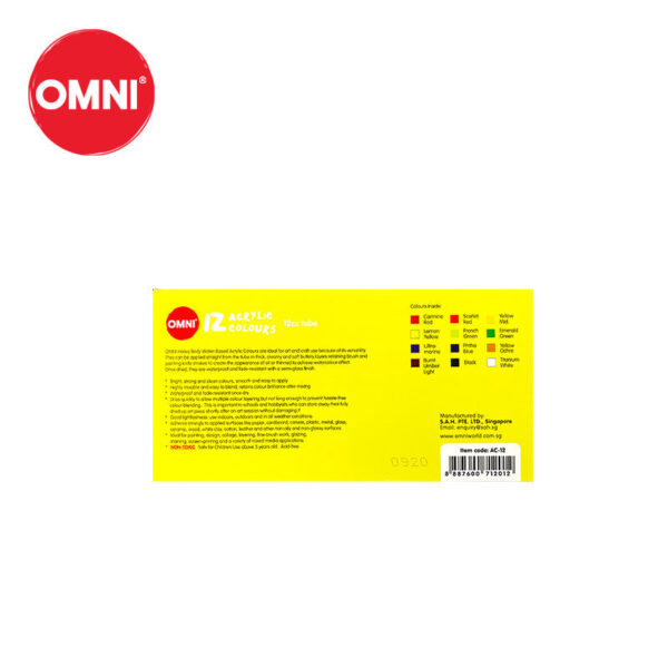 OMNI 12 Colours Acrylic Paint Set - Image 3